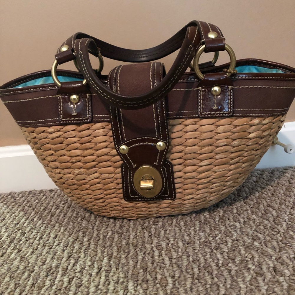 Authentic coach wicker basket purse